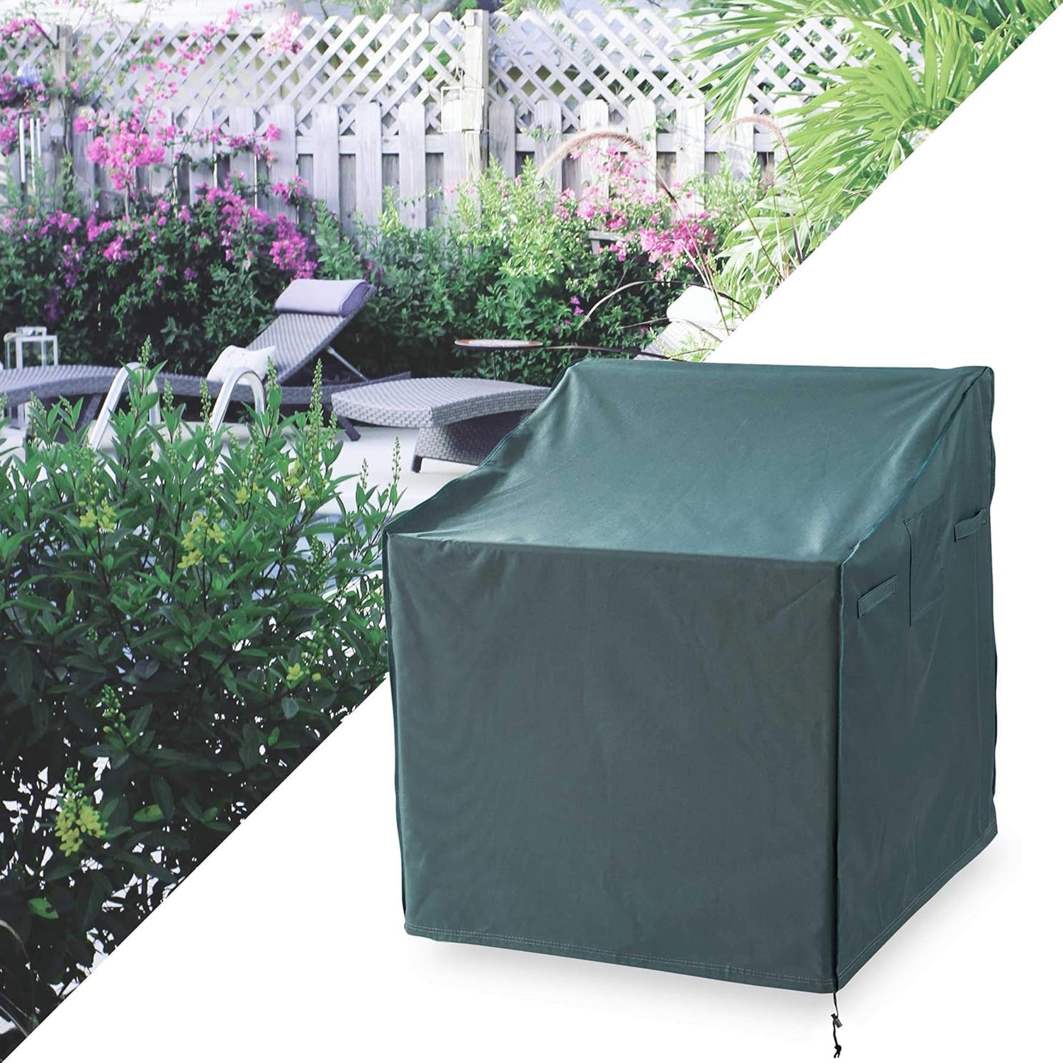 Abdeckung für Patio Stühle - 84,9 x 66,8 x 88,9 cm - Grün/Grau, wasserdichte Schutzhaube aus reißfestem Oxford-Gewebe.