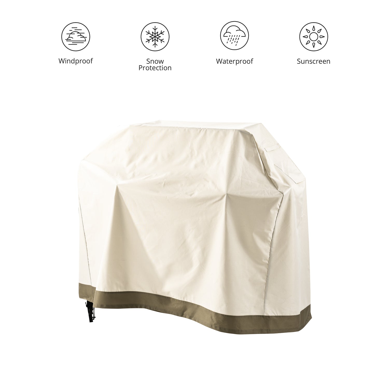 Gartenmöbelabdeckung Grill Abdeckhaube 183x68x133 cm beige, wetterfest, wasserdicht, winddicht, sonnenschutz und schneesicher.