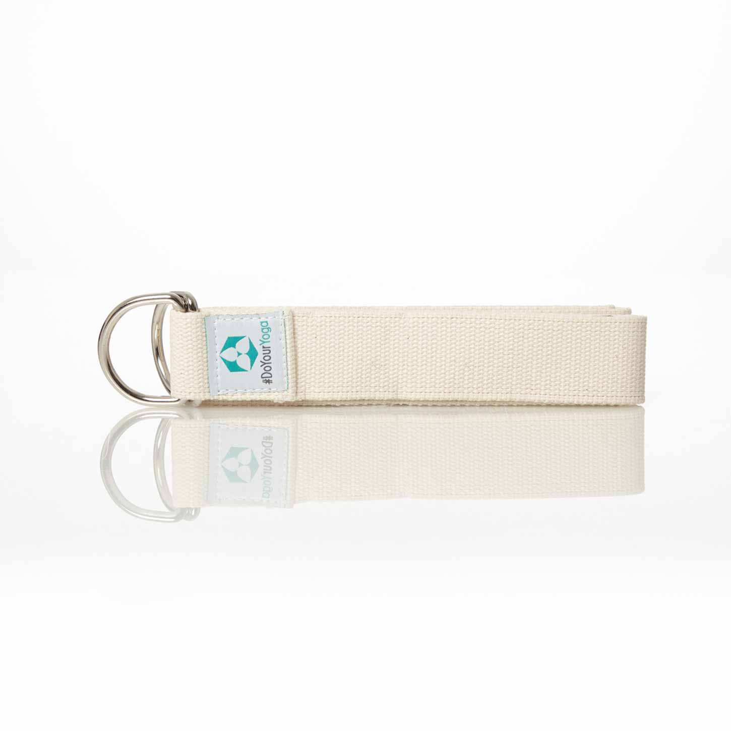 Yogagurt Madira - 100% Baumwolle - 250 x 3,8 cm - Beige, flexibler Yogariemen für besseren Halt und einfache Lagerung.