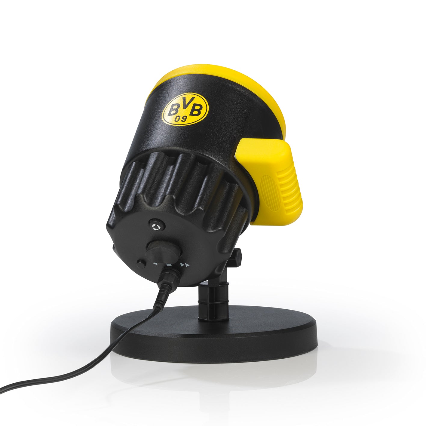 LED-Motivstrahler - Projiziert das BVB-Logo, wetterbeständig, mit Erdspieß und Indoor-Sockel für innen und außen.