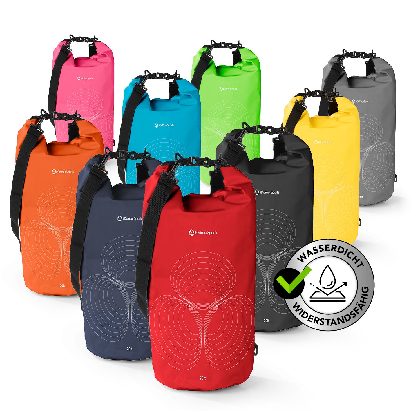 Dry Bag 20L - Rot wasserdichter, robuster Outdoor-Rucksack mit verstellbarem Schultergurt und UV-Schutz für vielseitige Abenteuer.