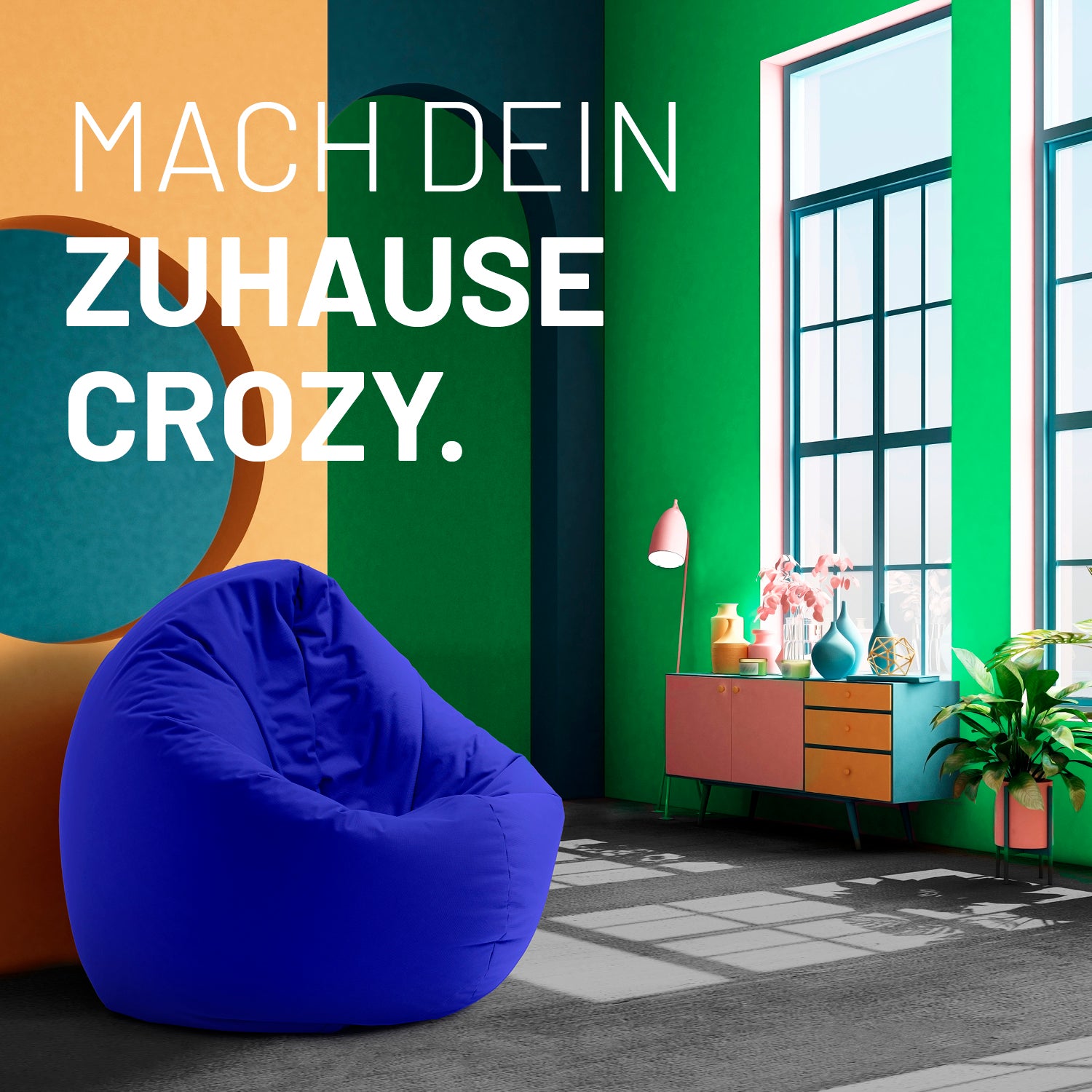 Sitzsack Drops (300 L) Royalblau, bequem für drinnen & draußen, langlebig, leicht, pflegeleicht mit verdecktem Reißverschluss.