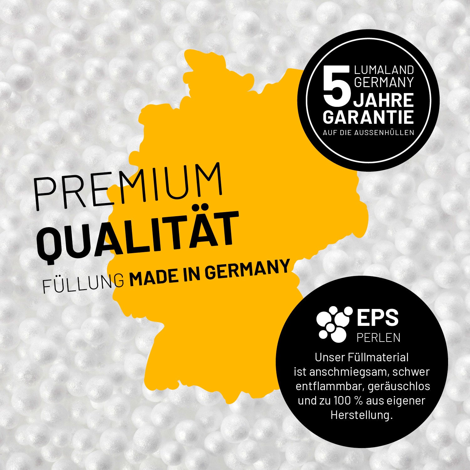 Luxury XL PLUS Sitzsack (220 L) Braun mit hochwertiger, geruchsneutraler EPS-Füllung made in Germany, 5 Jahre Garantie auf außenhüllen.