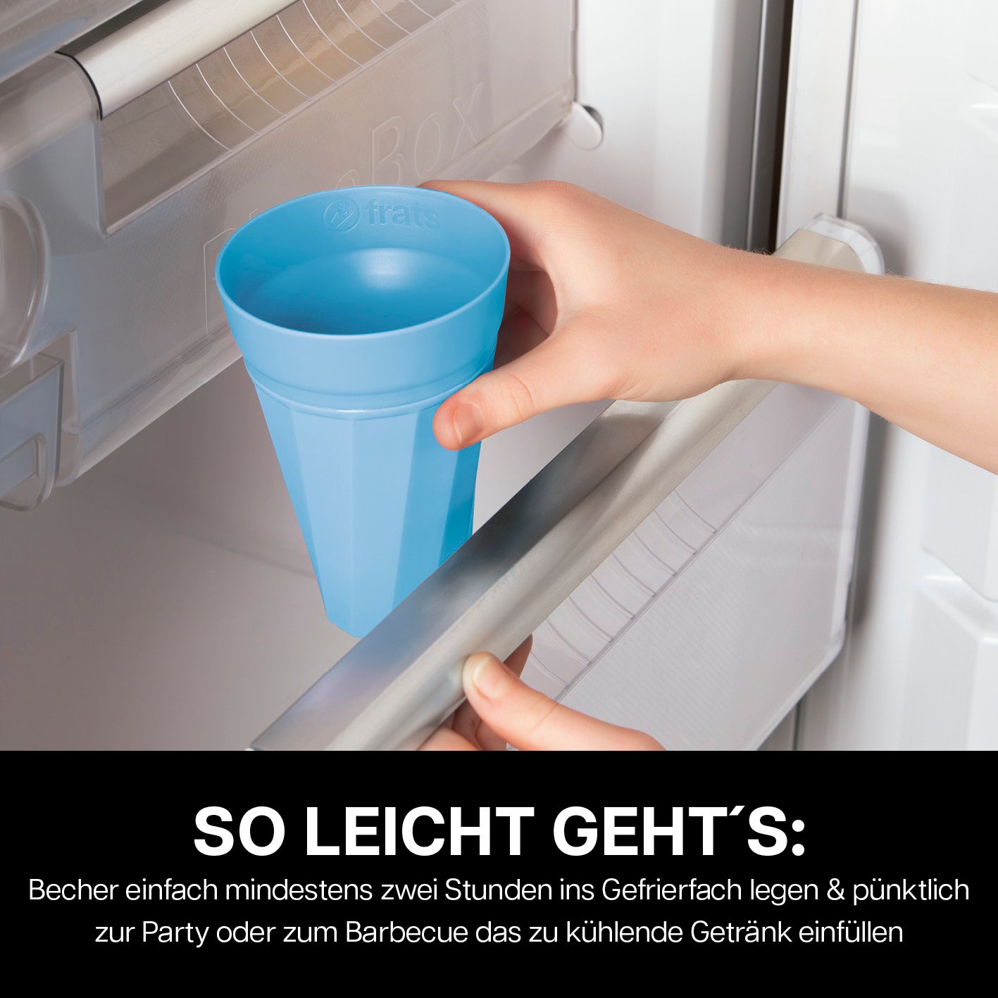 Trinkbecher 300ml - Selbstkühlend - 6er-Set - Blau, doppelwandig mit Kühlflüssigkeit, 300 ml, spülmaschinengeeignet, vorkühlbar im Gefrierfach.