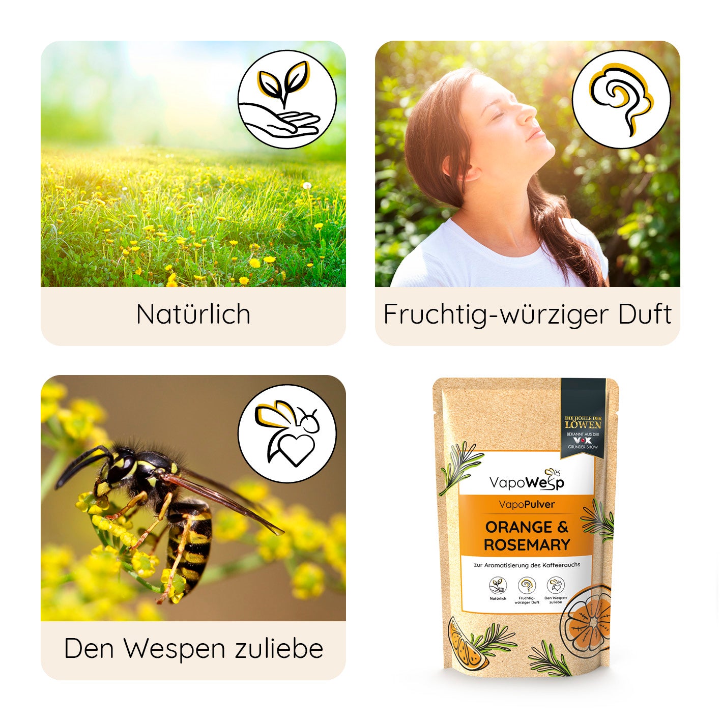 Räucherbox inkl. Orange & Rosemary mit aromatischem Rauch zur natürlichen Wespenabwehr und optimaler Rauchregulierung.