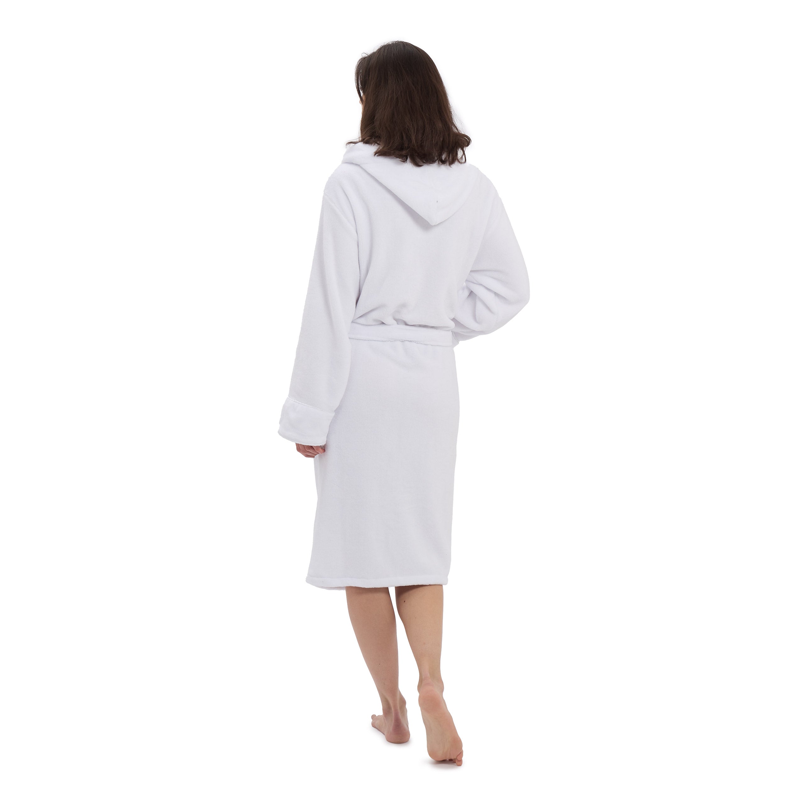 Luxury Mikrofaser Bademantel mit Kapuze für Damen und Herren Weiß Größe XL, kuschelig, bequem und schnelltrocknend.