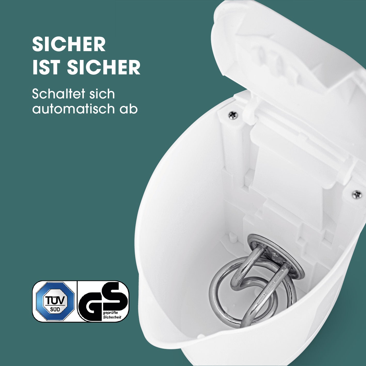 GOURMETmaxx Wasserkocher 1l weiß/grau mit kabellosem Wasserbehälter und automatischer Abschaltung bei Wassersiedung.