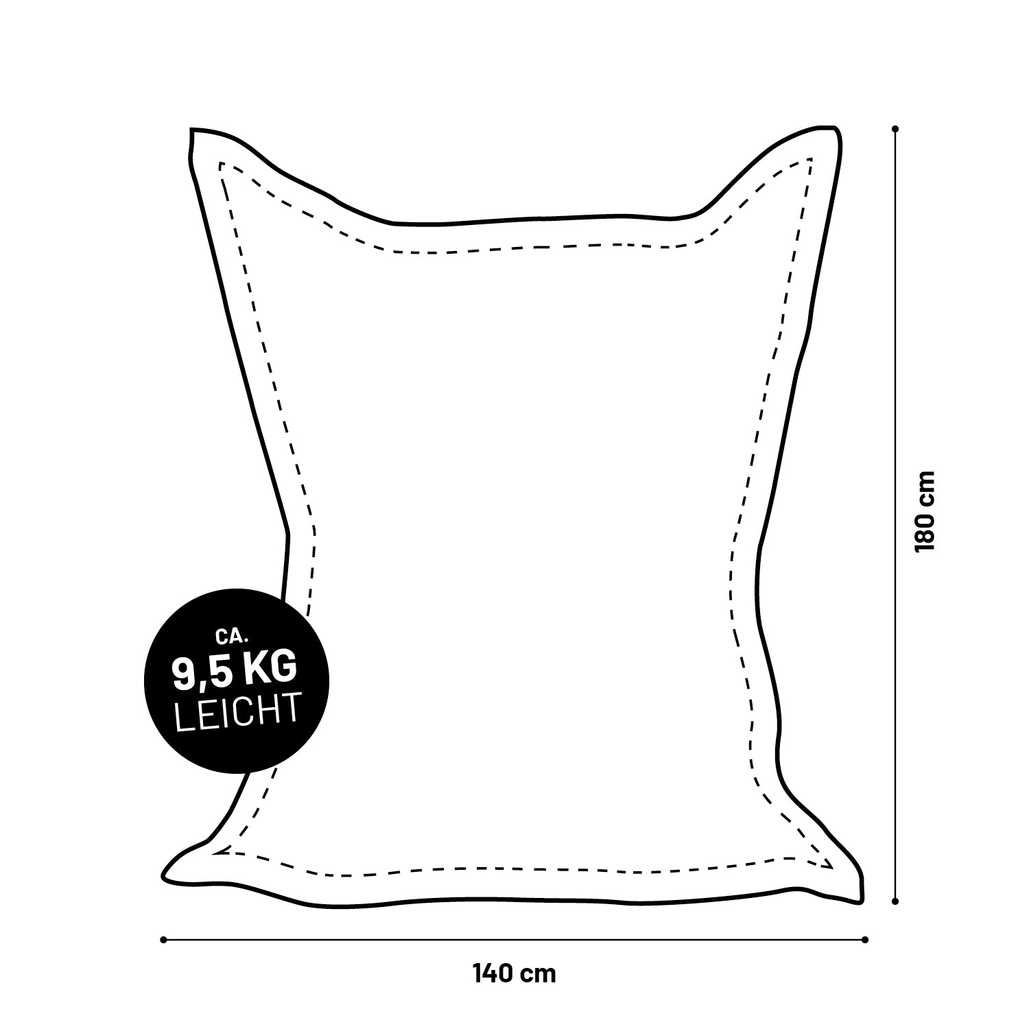 Sitzsack Classic XXL All-in-One Set - 380 L - 140 x 180 cm - Pastellgrün mit ca. 9,5 kg leichtem Gewicht und großer Liegefläche