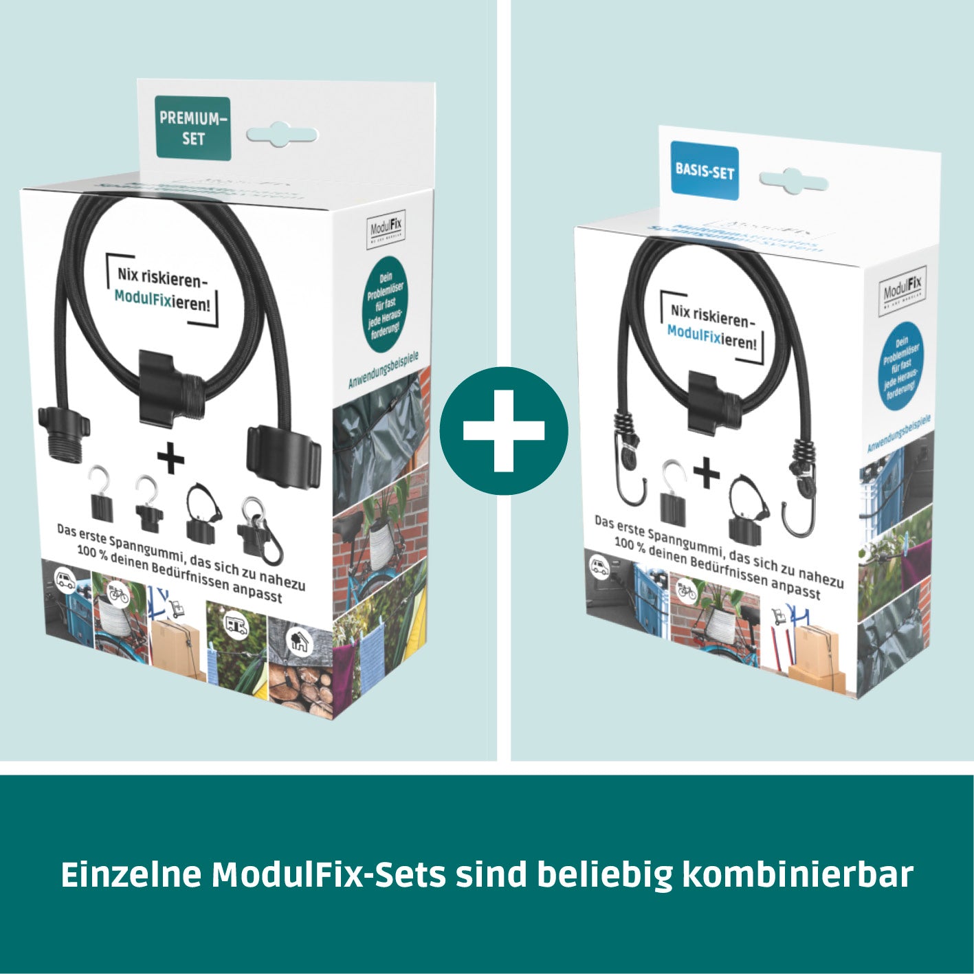 Multifunktionales Spanngummi-System - Premium-Set - 2er-Set mit verstellbarer Länge und verschiedenen Befestigungsoptionen.