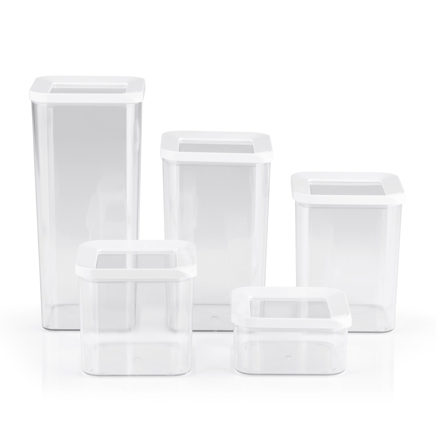 Vorratsbehälter 10-tlg. - weiß mit luftdichten Deckeln, stapelbar und transparent für bessere Organisation und längere Frische.