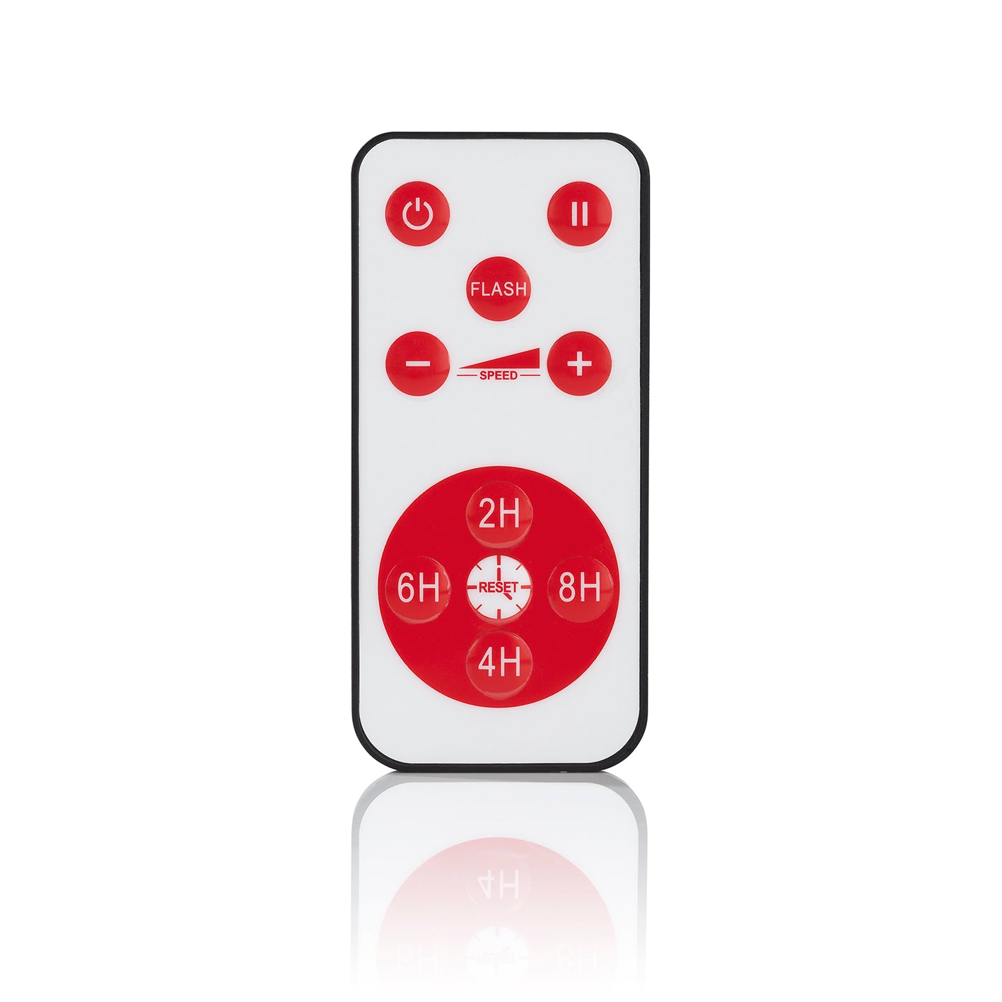 LED-Echtwachskerze - rotierende FCB-Logo-Projektion Fernbedienung mit Timer und Geschwindigkeitssteuerung in Rot und Weiß.