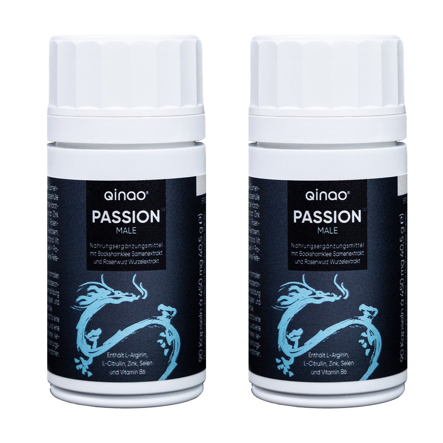 Nahrungsergänzungsmittel PASSION MALE - 2er-Set mit Bockshornklee, Rosenwurz, Chili, Magnesium, Zink und Vitamin B6, vegan und zuckerfrei.