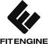 FITENGINE Logo, schmale Schrift FITENGINE, darüber ein gekipptes E.