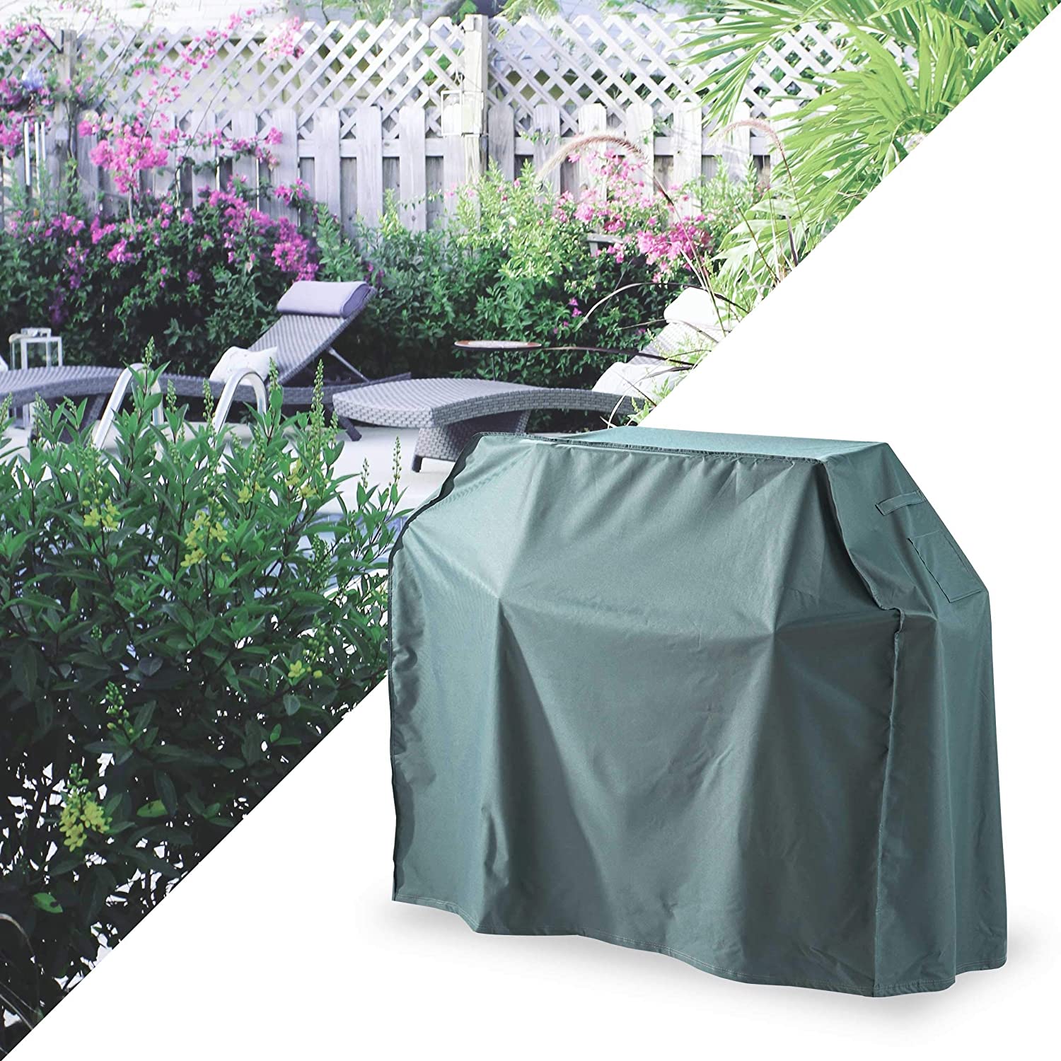 Gartenmöbelabdeckung Grill Abdeckhaube 183x68x133 cm Grün/Grau, wetterfest, wasserdicht, robust, schützt Grill vor Witterungseinflüssen.