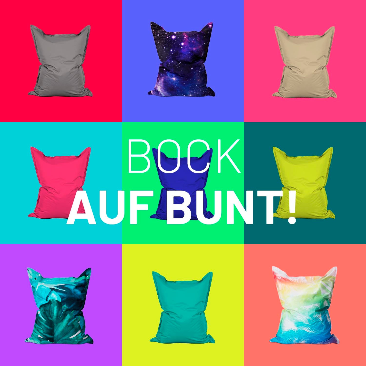 Sitzsack Classic XXL (380 L) Special Edition Tropical Regenbogen, multifunktional für drinnen & draußen, mit 380L Volumen und robusten Nähten.