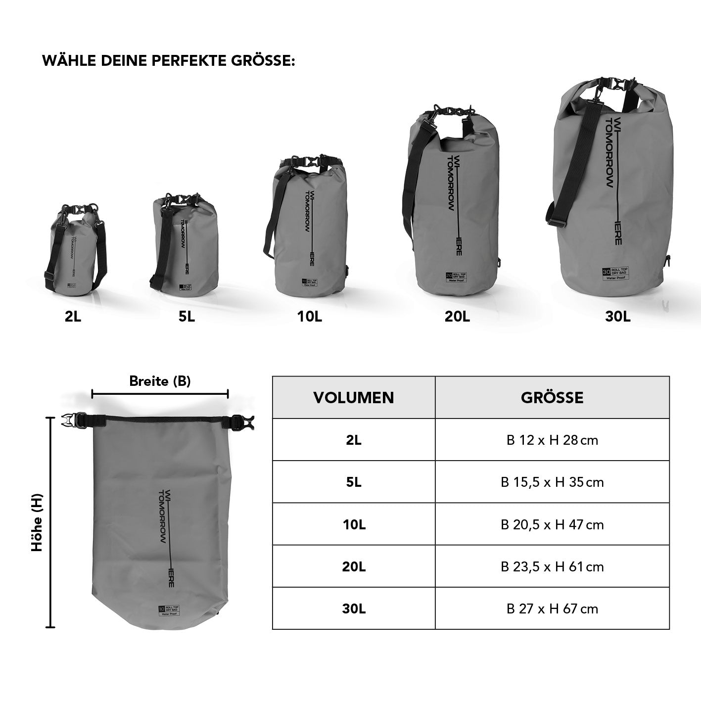 Dry Bag 20L - Lila, wasserdichter und robuster Outdoor-Rucksack mit verstellbarem Schultergurt und Rolltop-Verschluss.
